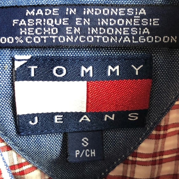 Tommy Hilfiger Jeans Dress Shirt Preppy Red Plaid Men's Size XL Logo EUC - Picture 8 of 8